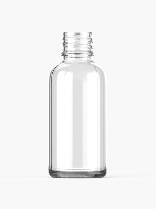 1 oz (30 ml) Clear Boston Glass Bottle